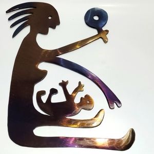 Mother and Child with Rattle Metal Decor Wall Art Piece, Baby Gift, Sout…